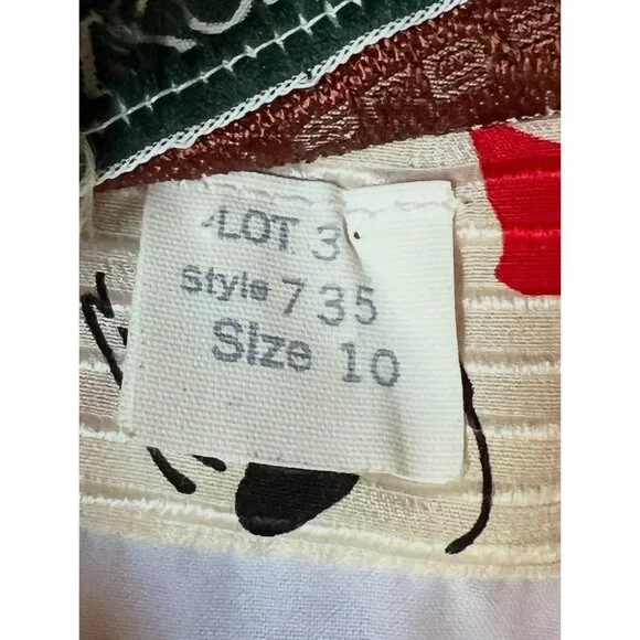 Digna Yero Sakowitz Womens Dress Size 10 Red Blk Wht Puff Sleeves & Draped Yoke - Picture 12 of 16